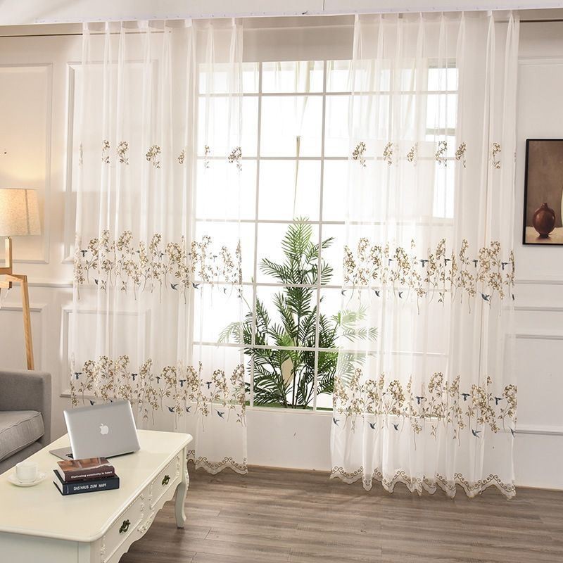 Tenda Decorativa Trasparente Su Misura, Tenda Con Pianta Ricamata, Tende In Tulle Per Soggiorno E Camera Da Letto