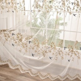 Tenda Decorativa Trasparente Su Misura, Tenda Con Pianta Ricamata, Tende In Tulle Per Soggiorno E Camera Da Letto