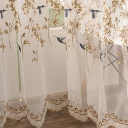 Tenda Decorativa Trasparente Su Misura, Tenda Con Pianta Ricamata, Tende In Tulle Per Soggiorno E Camera Da Letto