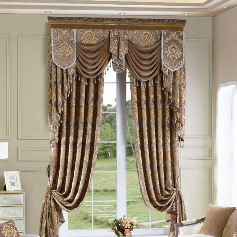 Tenda Da Finestra In Ciniglia Jacquard Di Lusso Su Misura, Design Elegante Per La Decorazione Della Camera Da Letto