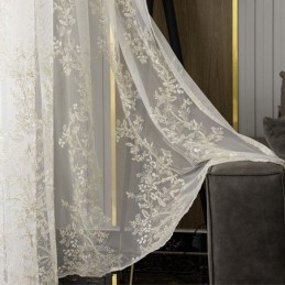 Tenda Decorativa Trasparente Su Misura, Tenda Con Pianta Ricamata, Tende In Tulle Per Soggiorno E Camera Da Letto