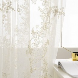 Tenda Decorativa Trasparente Su Misura, Tenda Con Pianta Ricamata, Tende In Tulle Per Soggiorno E Camera Da Letto
