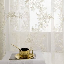 Tenda Decorativa Trasparente Su Misura, Tenda Con Pianta Ricamata, Tende In Tulle Per Soggiorno E Camera Da Letto