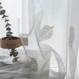 Tenda Trasparente Semplice Nordica Su Misura, Con Foglie Rurali, Tessuto Ricamato Bianco Per Camera Da Letto E Soggiorno