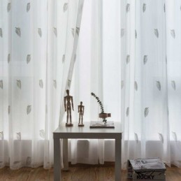 Tenda Trasparente Semplice Nordica Su Misura, Con Foglie Rurali, Tessuto Ricamato Bianco Per Camera Da Letto E Soggiorno