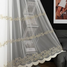 Tenda Trasparente Moderna E Minimalista Su Misura, Con Motivo A Pianta, In Tulle Ricamato, Per Soggiorno, Camera Da Letto