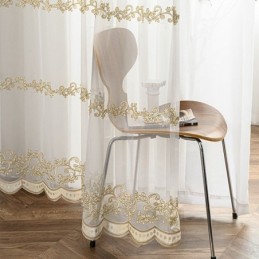 Tenda Trasparente Moderna E Minimalista Su Misura, Con Motivo A Pianta, In Tulle Ricamato, Per Soggiorno, Camera Da Letto