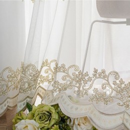 Tenda Trasparente Moderna E Minimalista Su Misura, Con Motivo A Pianta, In Tulle Ricamato, Per Soggiorno, Camera Da Letto