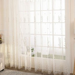 Tenda Decorativa Trasparente Su Misura, In Tulle Ricamato Per Soggiorno
