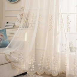 Tenda Decorativa Trasparente Su Misura, In Tulle Ricamato Per Soggiorno