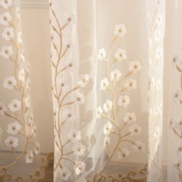 Tenda Decorativa Trasparente Su Misura, In Tulle Ricamato Per Soggiorno