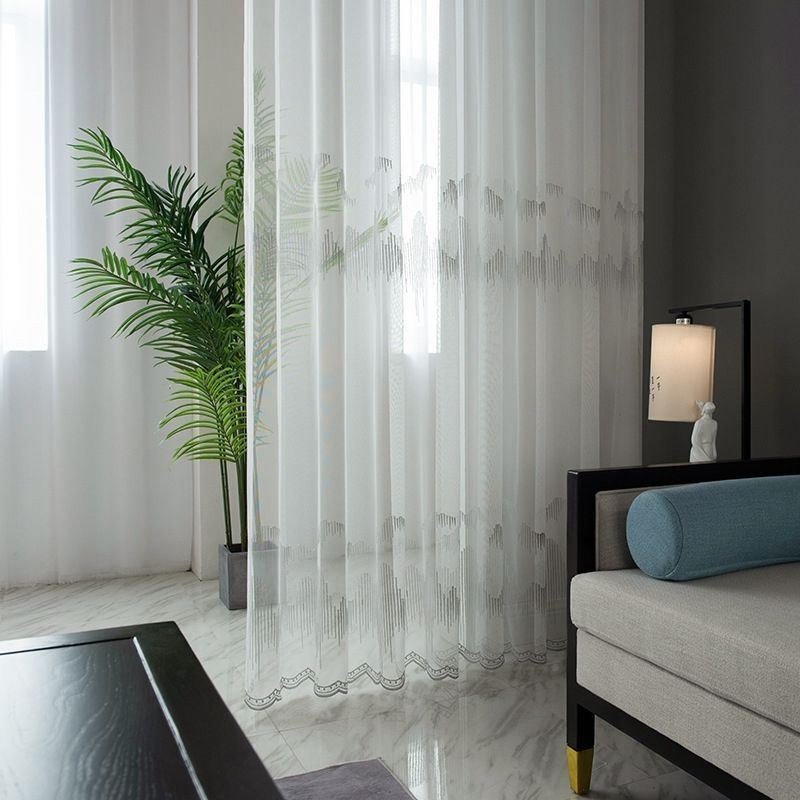 Tenda Decorativa Trasparente Su Misura, Tende In Tulle Ricamato Per Soggiorno E Camera Da Letto