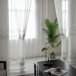 Tenda Decorativa Trasparente Su Misura, Tende In Tulle Ricamato Per Soggiorno E Camera Da Letto