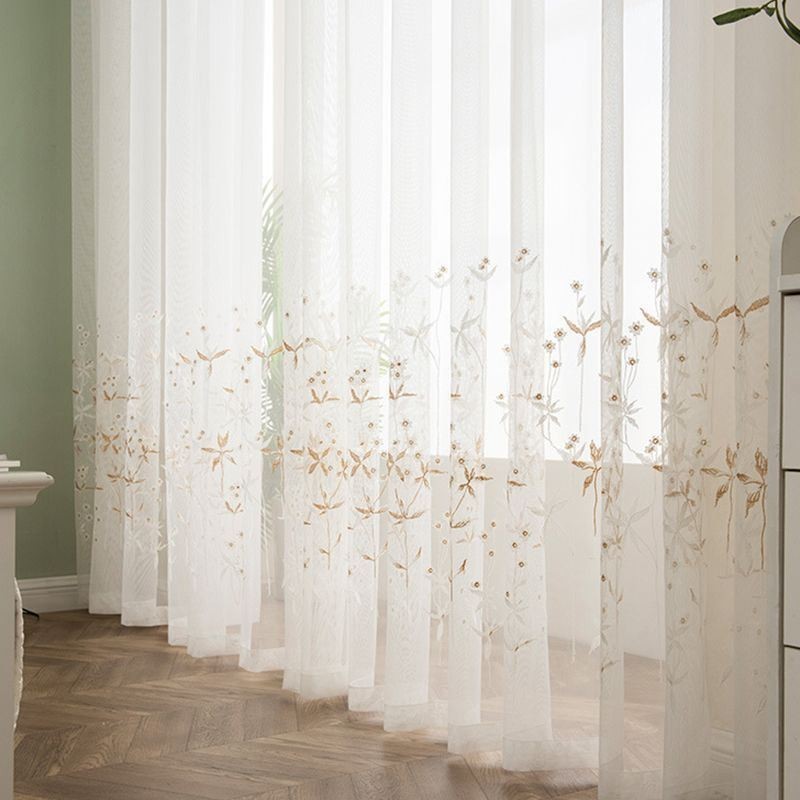 Moderna Tenda Decorativa Trasparente Su Misura, Tenda Con Pianta Ricamata In Tulle Per Camera Da Letto