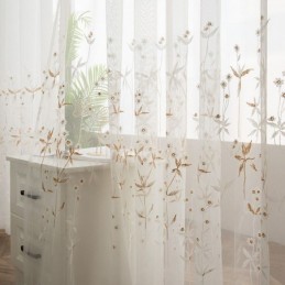 Moderna Tenda Decorativa Trasparente Su Misura, Tenda Con Pianta Ricamata In Tulle Per Camera Da Letto