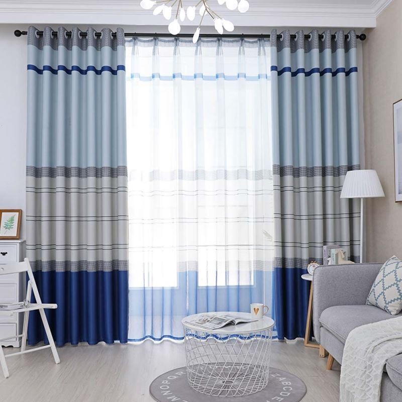Tenda Oscurante Nordica Su Misura, Con Strisce Stampate Per Camera Da Letto