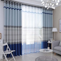 Tenda Oscurante Nordica Su Misura, Con Strisce Stampate Per Camera Da Letto