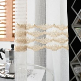 Tenda Trasparente Traspirante Su Misura, Tenda Decorativa Europea In Tulle E Voile Per Soggiorno