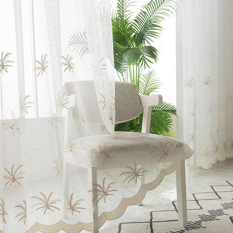 Tenda Decorativa Trasparente Su Misura, Con Ricamo Vegetale, Per Soggiorno, Camera Da Letto