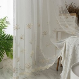 Tenda Decorativa Trasparente Su Misura, Con Ricamo Vegetale, Per Soggiorno, Camera Da Letto