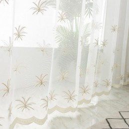 Tenda Decorativa Trasparente Su Misura, Con Ricamo Vegetale, Per Soggiorno, Camera Da Letto