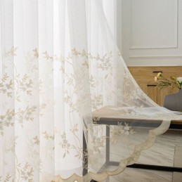 Tende In Tulle Trasparente Ricamate, Tende In Voile Con Motivi Vegetali, Tende Su Misura Per Il Soggiorno