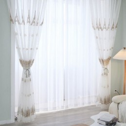 Tende In Tulle Trasparente Ricamate, Tenda A Torre In Voile, Tenda Su Misura Per Soggiorno