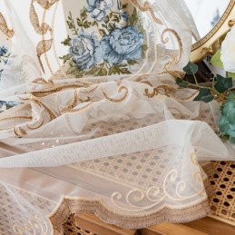 Tenda Trasparente Floreale Per Finestra, Su Misura, In Tulle Ricamato Per Soggiorno