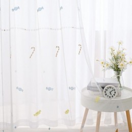 Tenda Decorativa Trasparente Su Misura, Tende In Tulle Ricamato Color Caramella Per Camera Da Letto