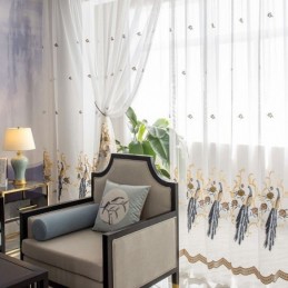 Tenda In Tulle Con Ricamo A Pavone, Su Misura, In Voile Trasparente Di Lusso Europeo, Per Soggiorno