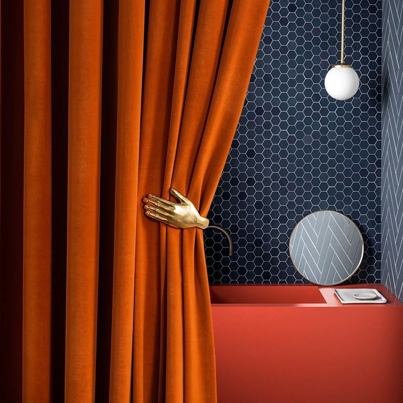 Tenda Oscurante In Flanella Color Arancione, Su Misura, In Tessuto Minimalista, Per Soggiorno E Camera Da Letto.