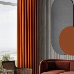 Tenda Oscurante In Flanella Color Arancione, Su Misura, In Tessuto Minimalista, Per Soggiorno E Camera Da Letto.