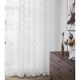 Tende Trasparenti In Pizzo Geometrico Bianco Per Soggiorno E Camera Da Letto