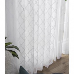 Tende Trasparenti In Pizzo Geometrico Bianco Per Soggiorno E Camera Da Letto