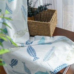 Tenda Semi-Oscurante Su Misura Con Stampa Di Pesci, Per Cameretta Dei Bambini