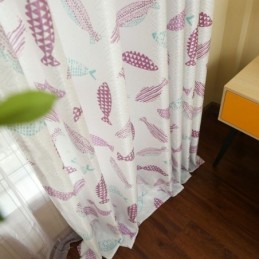 Tenda Semi-Oscurante Su Misura Con Stampa Di Pesci, Per Cameretta Dei Bambini