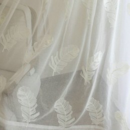 Tenda Trasparente Con Ricamo Di Piume, Su Misura, In Voile Minimalista, Per Soggiorno E Camera Da Letto