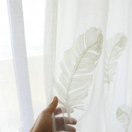 Tenda Trasparente Con Ricamo Di Piume, Su Misura, In Voile Minimalista, Per Soggiorno E Camera Da Letto