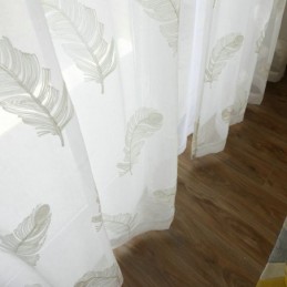 Tenda Trasparente Con Ricamo Di Piume, Su Misura, In Voile Minimalista, Per Soggiorno E Camera Da Letto