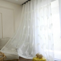 Tenda Trasparente Con Ricamo Di Piume, Su Misura, In Voile Minimalista, Per Soggiorno E Camera Da Letto