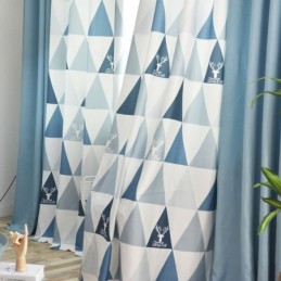 Tenda Semi-Oscurante Nordica Su Misura, Tenda Triangolare Stampata Per Soggiorno