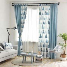 Tenda Semi-Oscurante Nordica Su Misura, Tenda Triangolare Stampata Per Soggiorno