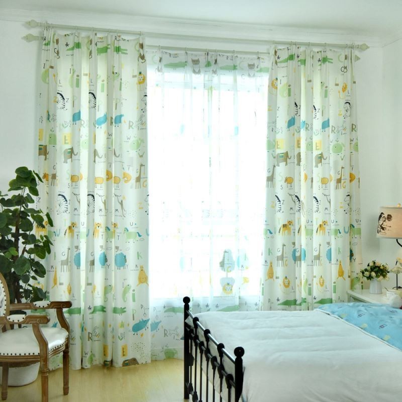 Tenda Semi-Oscurante Moderna Su Misura Con Stampa Animalier Per Cameretta Bambini