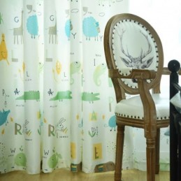 Tenda Semi-Oscurante Moderna Su Misura Con Stampa Animalier Per Cameretta Bambini