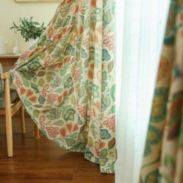 Tenda Retrò Americana Su Misura, Stampa Floreale Astratta, Per Camera Da Letto E Soggiorno, Tessuto Semi-Oscurante.
