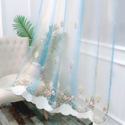 Tenda Trasparente Con Ricamo Floreale Su Misura, Elegante Tenda In Tulle Per Soggiorno