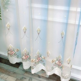 Tenda Trasparente Con Ricamo Floreale Su Misura, Elegante Tenda In Tulle Per Soggiorno