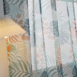 Tenda Stampata Con Foglie, Su Misura, In Tulle Trasparente, Per Soggiorno, Camera Da Letto