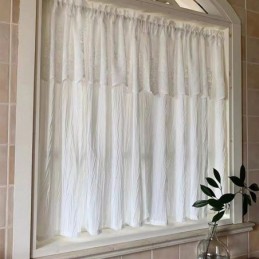 Tenda Corta In Tulle Bianco Su Misura, Tenda In Voile Trasparente E Solida, Per Soggiorno