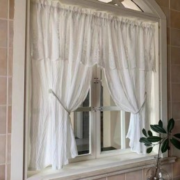 Tenda Corta In Tulle Bianco Su Misura, Tenda In Voile Trasparente E Solida, Per Soggiorno